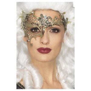 Smiffys Womens/Ladies Deluxe Filigree Metal Half Eye Mask / Gold